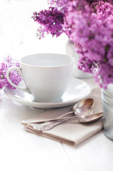Delicate morning tea table setting