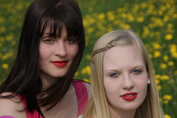 Obraz premium Schwestern, Freundinnen, Mädchen, junge Frauen, Freundschaft