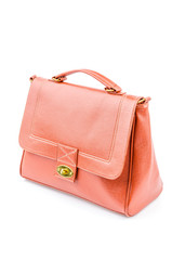 Woman leather bag isolated white background