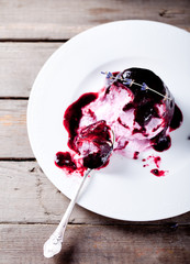 Berry ice cream on a white plate