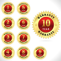 gold top quality warranty badge from 1 to 10 year- vector eps 10