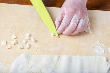 Creating the gnocchetti pasta