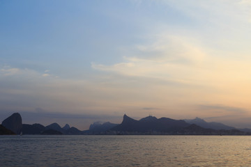 Sunset mountains of Rio de Janeiro from Niteroi