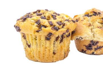 Two chocolate chip muffins