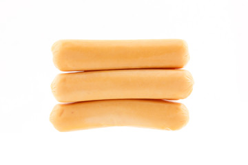 Three sausage on white background