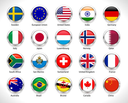 A collection of world flags badge  - vector eps10