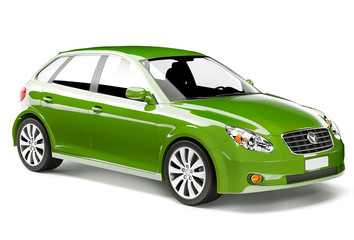 Fototapeta premium 3D Green Hatchback Car