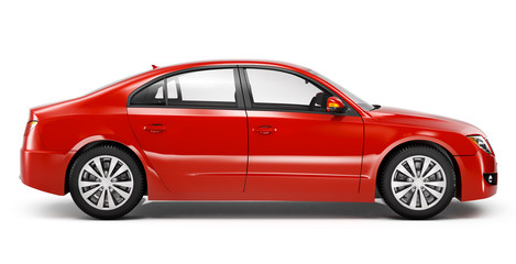 3D Red Sedan Car - obrazy, fototapety, plakaty