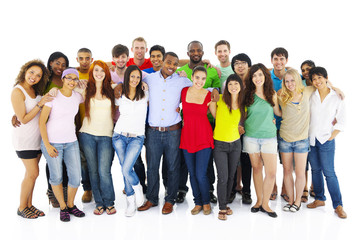 Obraz premium Large Group of People Holding Hand