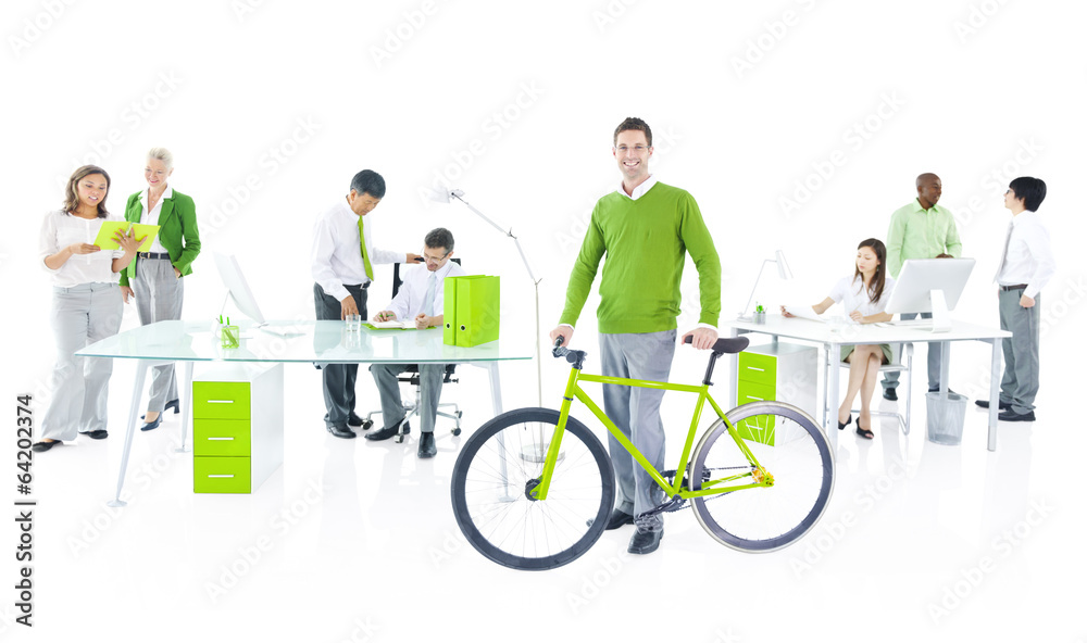 Wall mural green business office