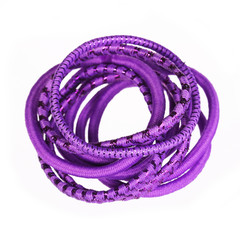Purple hair bands isolated.