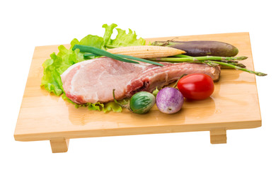 Raw t-bone steak