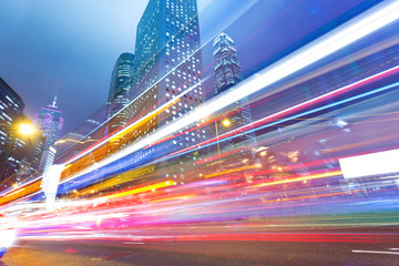 Obraz premium traffic through downtown HongKong