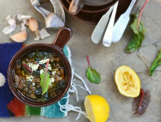 lentil and mangold soup with lemon