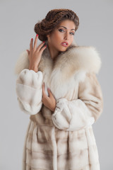 Young Beautiful Woman In a Fur Coat