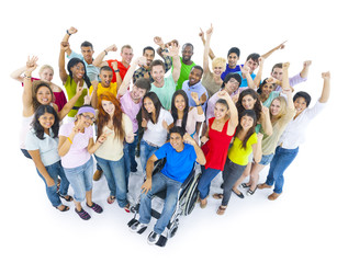 Obraz premium Large Group of Diverse People Celebrating