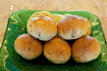 Bread rolls on a plate