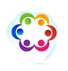 Teamwork cloud people logo vector