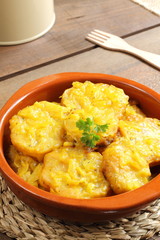 Battered potatoes