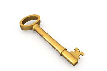 Digitally generated shiny gold key