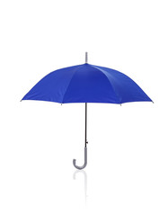open blue umbrella isolated on white background