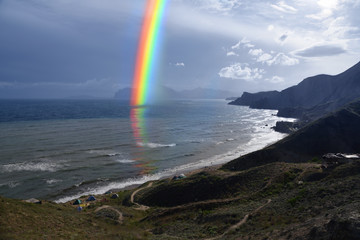 sea rainbow after the storm