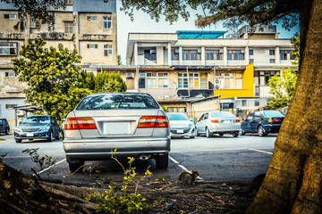Fototapeta premium car on parking ground