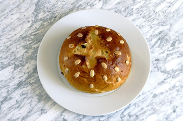 Homemade cake with almonds