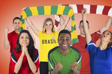 Fototapeta premium Composite image of football fans