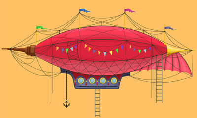 Vector cartoon steam punk dirigible © 0mela