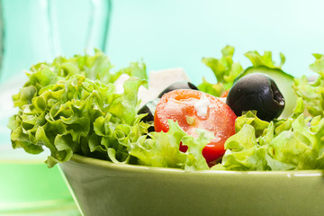 Fresh vegetable salad with cheese