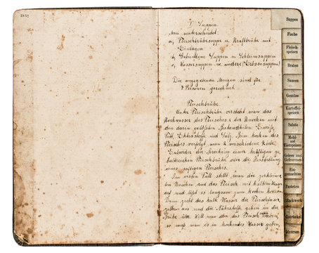 Fototapeta antique recipe book with handwritten text