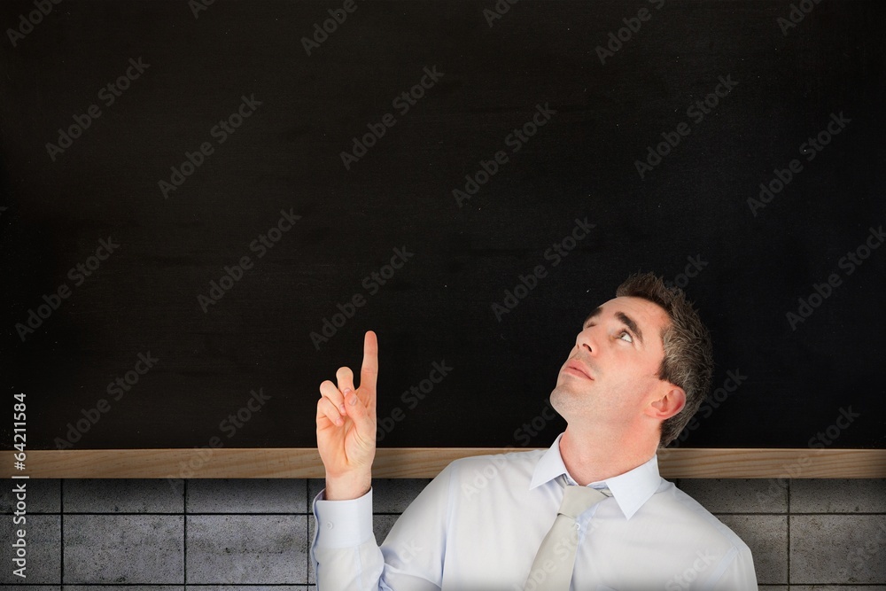 Poster Composite image of business manager pointing