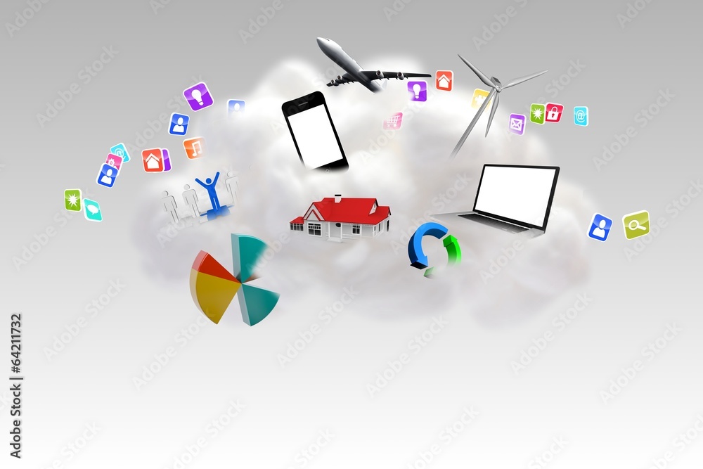 Poster cloud computing graphic with apps
