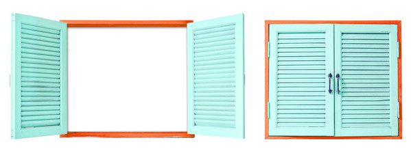 wooden window on isolated