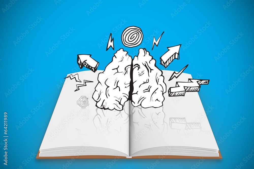 Poster composite image of lungs doodle with arrows on open book