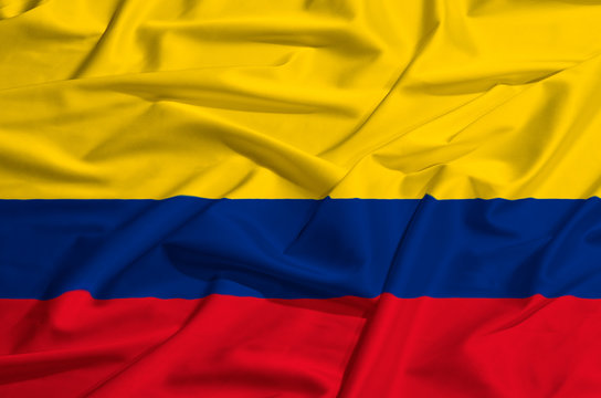 Colombia flag on a silk drape