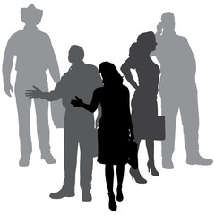 Vector silhouette of business people.