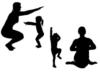 Vector silhouette of a woman with a child.