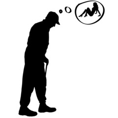Vector silhouette of old people.