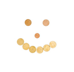smile from coins. Concept of money you're welcome