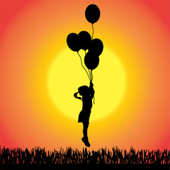 Vector silhouette of a little girl.