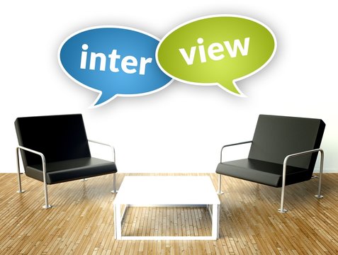 Interview concept, office interior with armchairs