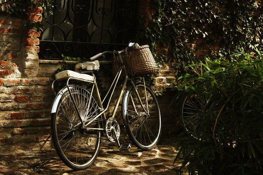 bike with a wicker basket