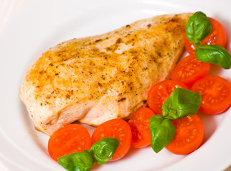 chicken breast with fresh cherry tomatoes
