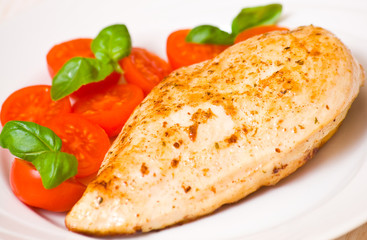 chicken breast with fresh cherry tomatoes