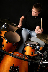 Drummer behind drums