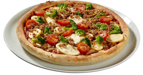 Mozerrella, Brokolie, Hackfleisch Pizza