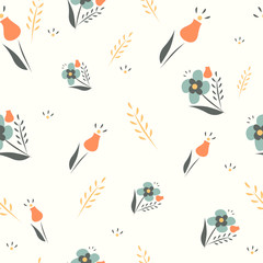 cute floral spring seamless vector background.