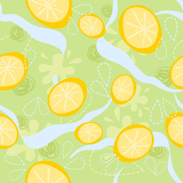 Seamless background of lemon slices